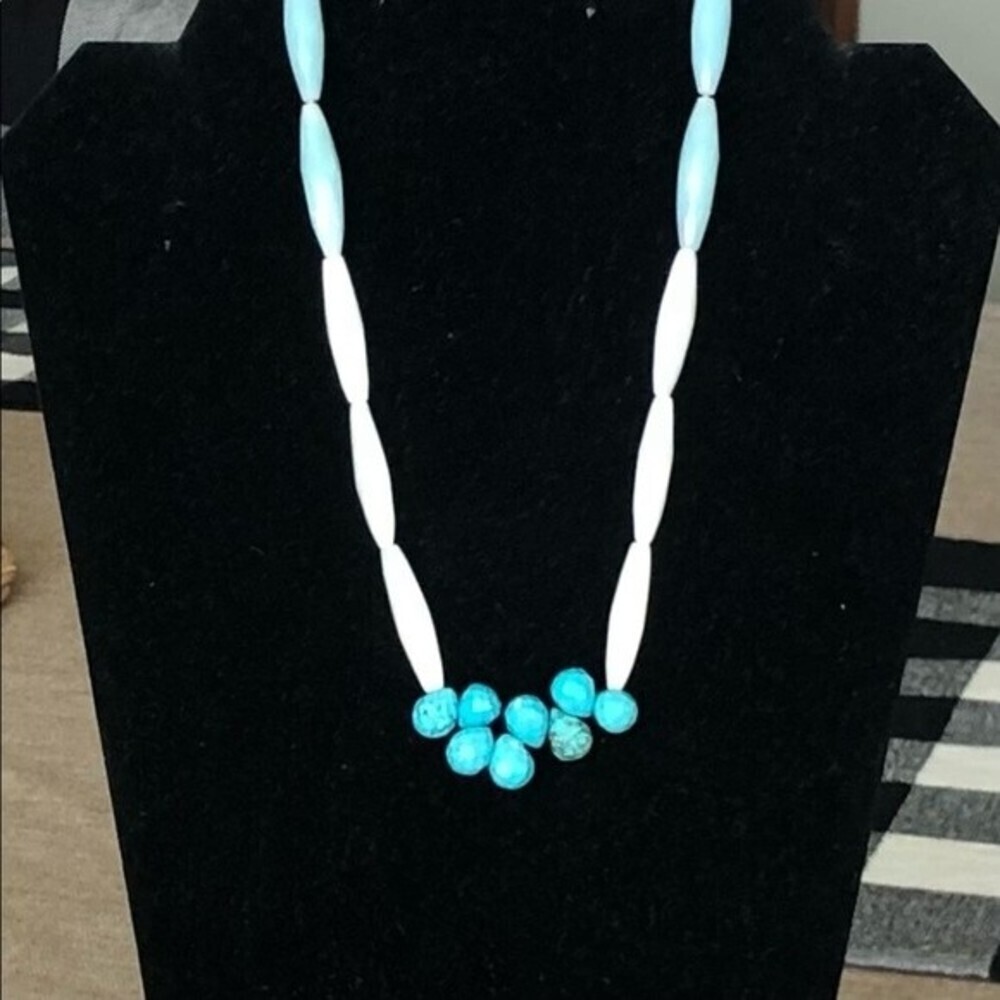 Vintage Colleen Lopez 925 Sterling Silver Turquoise Teardrop Necklace HSN